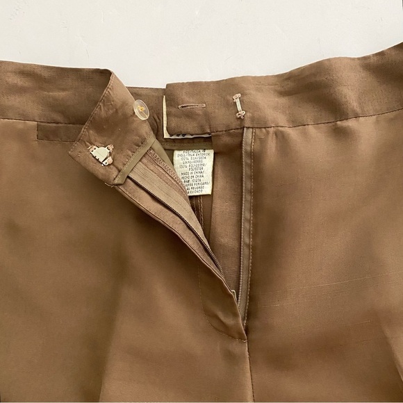 Brown Silk Button-front Blouse and Matching Pants Suit Set Size 4 Retro Vintage - Picture 11 of 15